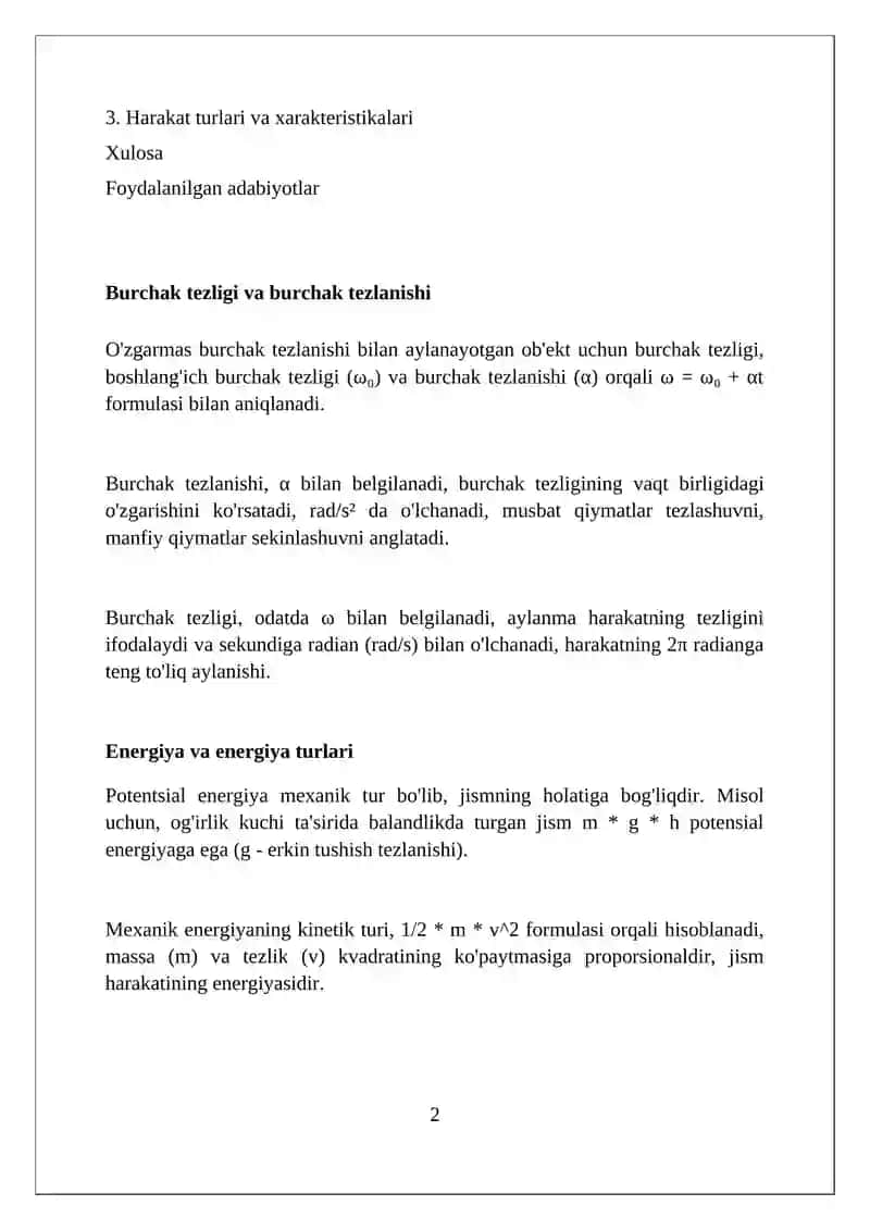 Mexanik harakat 2