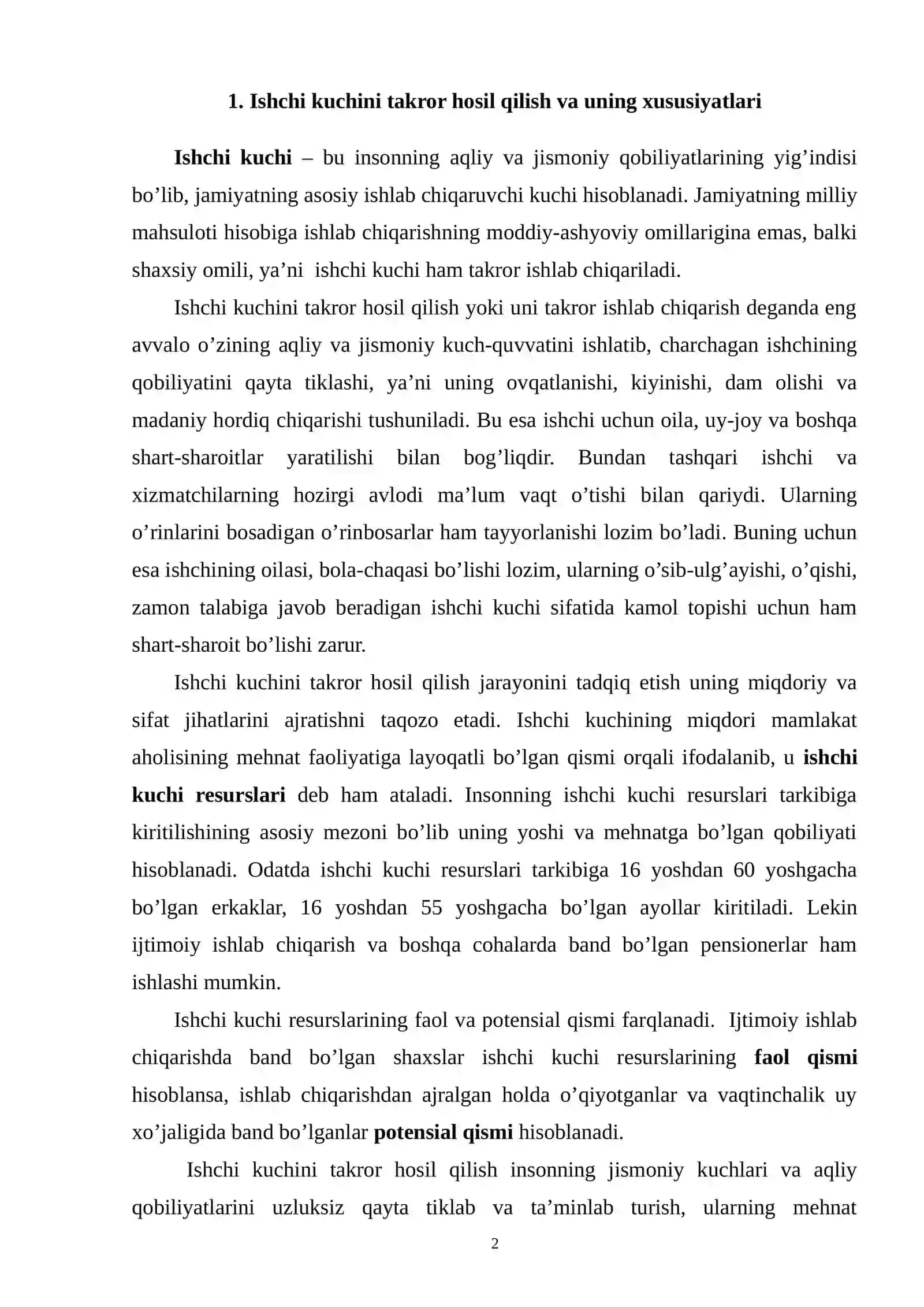 Ishchi kuchi va uning bandligi 2