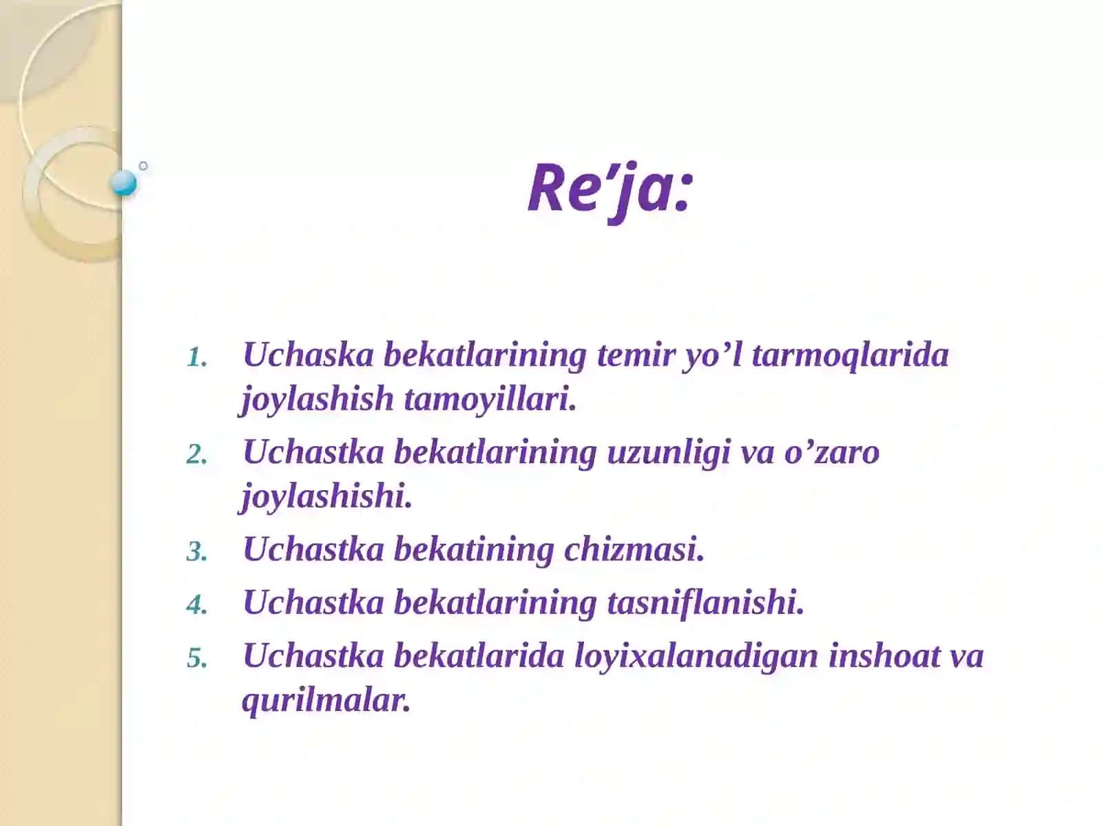 Uchaska bekatlarining temir yo’l tarmoqlarida joylashish tamoyillari va tasniflanishi 2