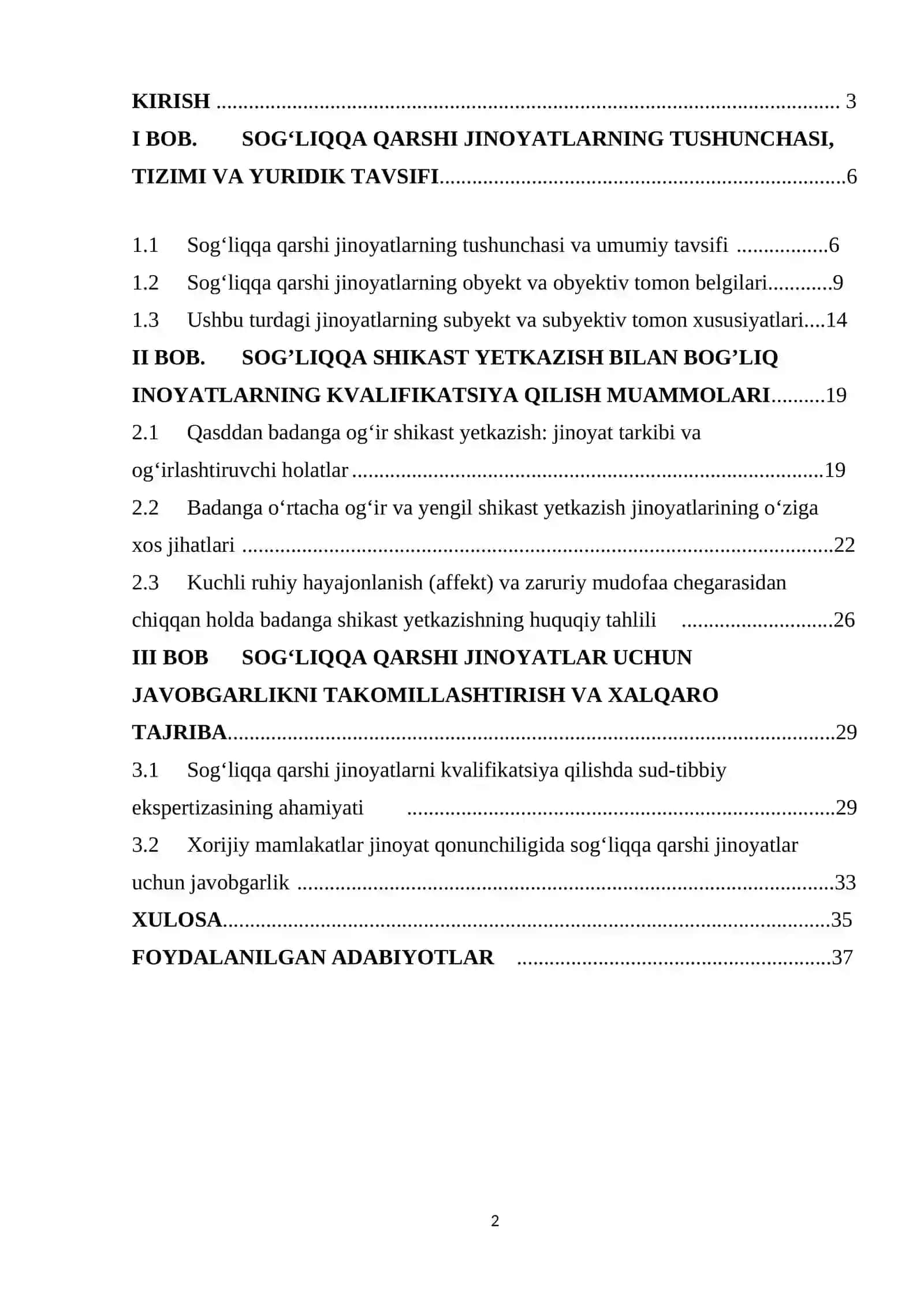 Sog’liqqa qarshi jinoyatlar 2