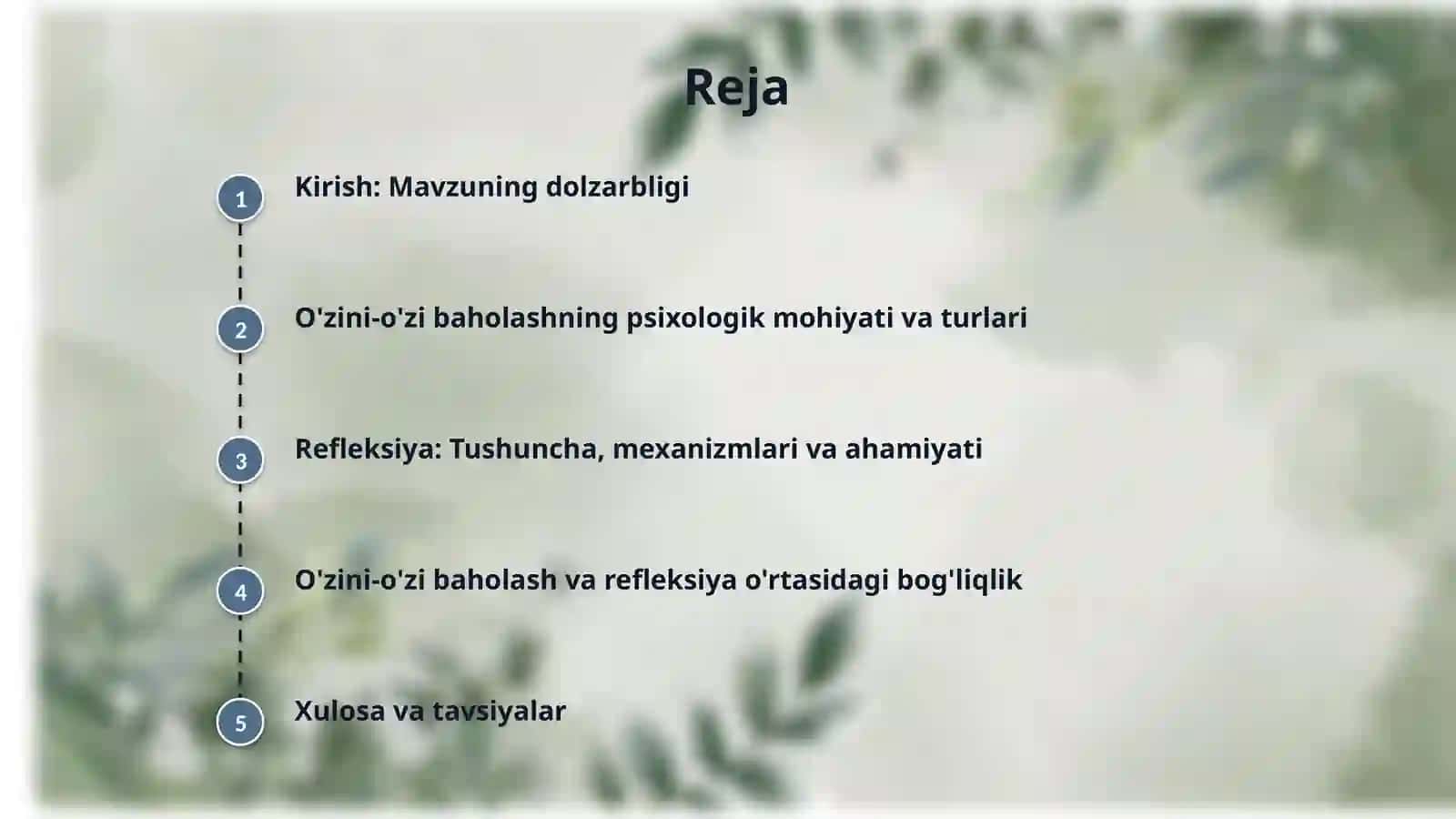 Shaxsni oʻzini-oʻzi baholashi,"refleksiya"tushunchasi 2
