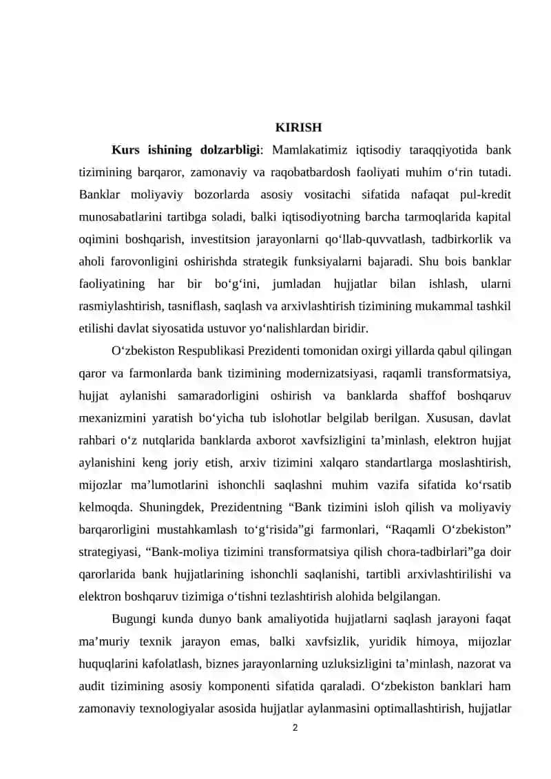 Banklarda xujjatlarni saqlash va arxivlash 2