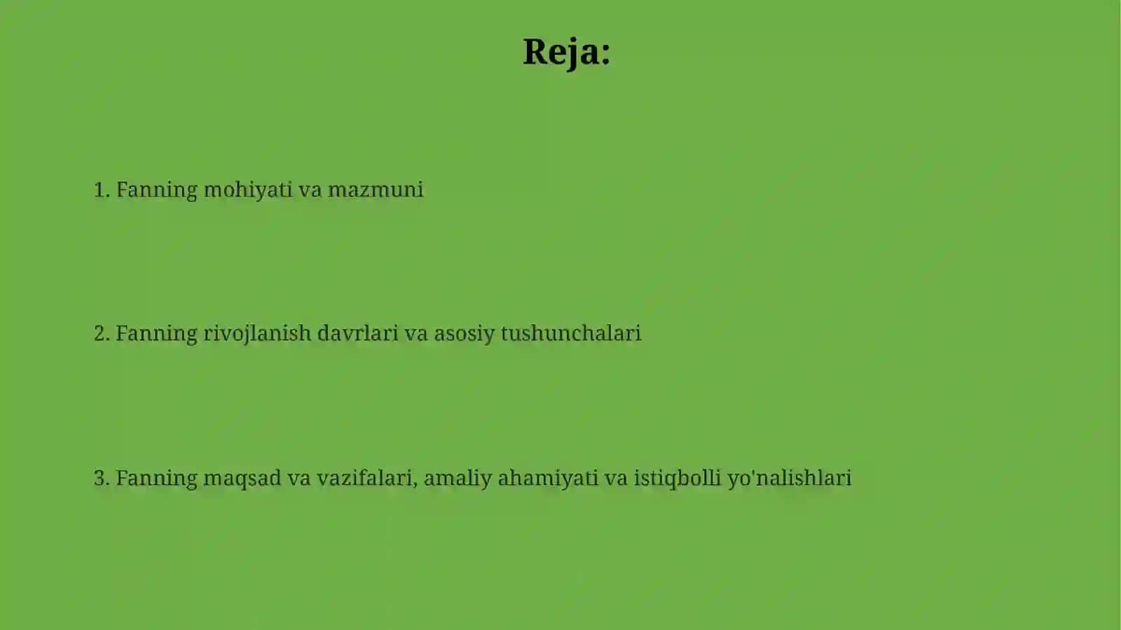 Fan haqida umumiy ma'lumot 2