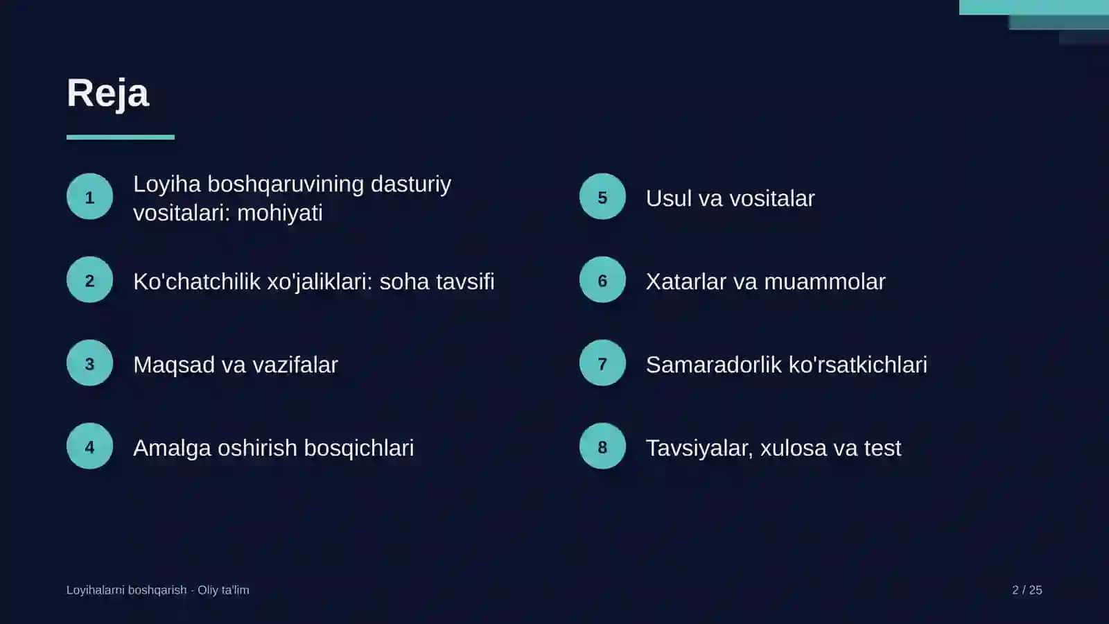 Ko'chatchilik xo'jaliklarida loyiha boshqaruvining dasturiy vositalari 2
