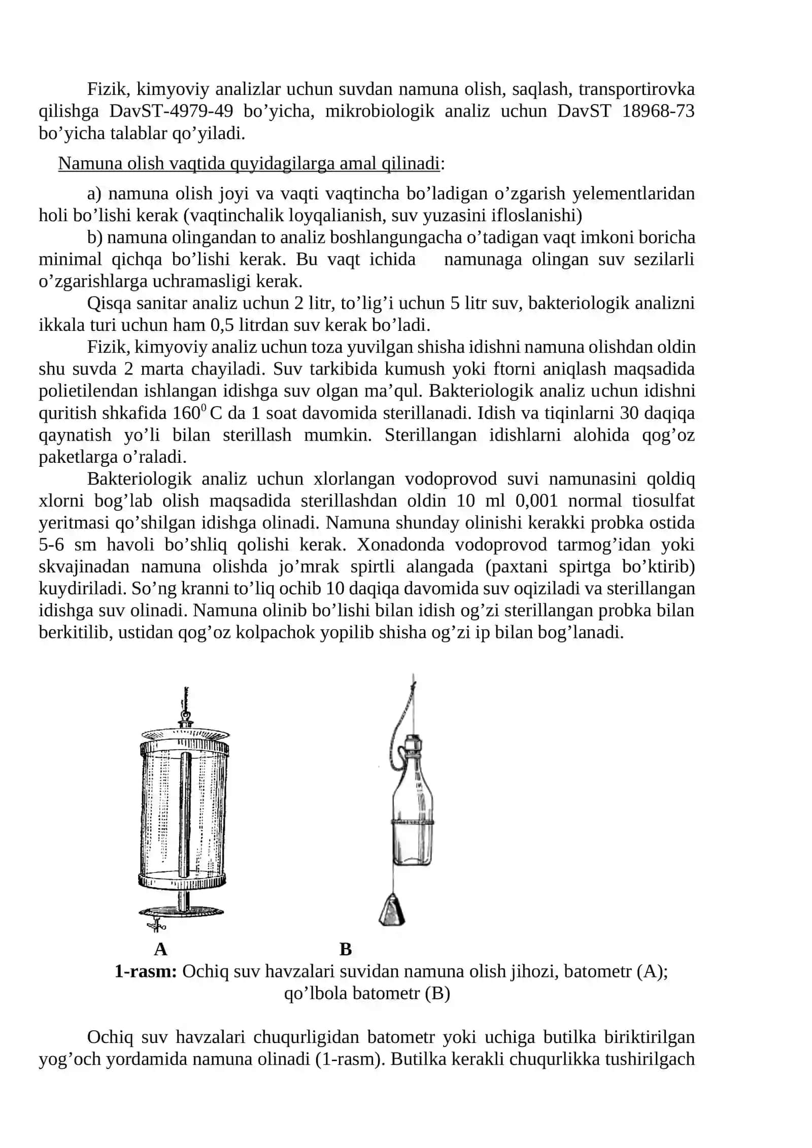 Ichimlik suvidan namunalar olish va organoleptik tekshirish 2