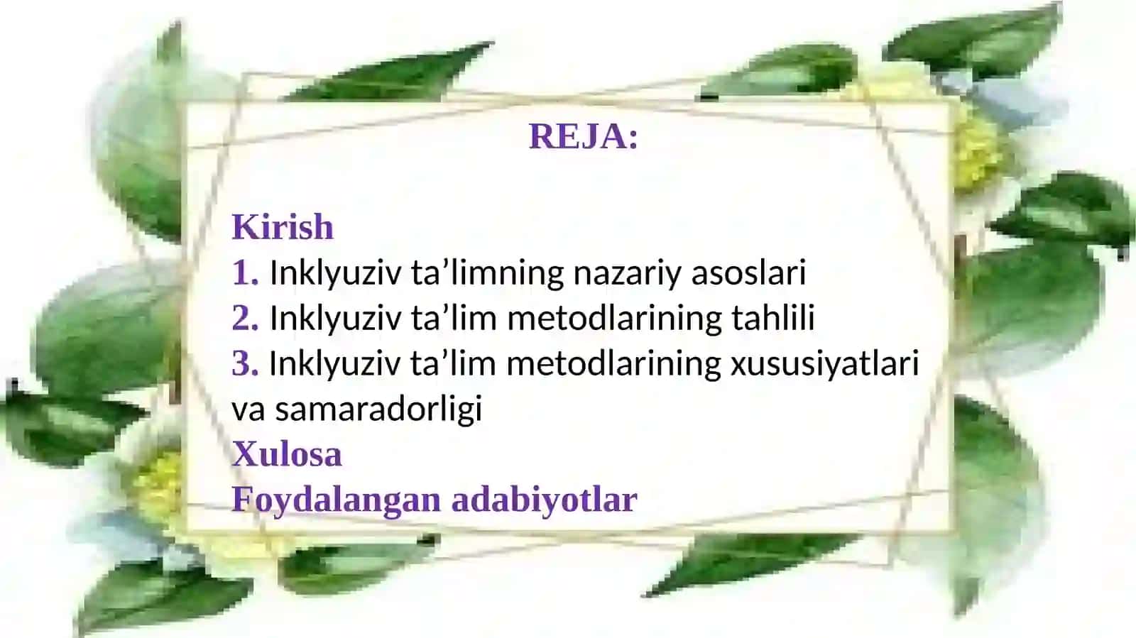 Inklyuziv ta'lim metodlari tahlili va xususiyatlari. 2