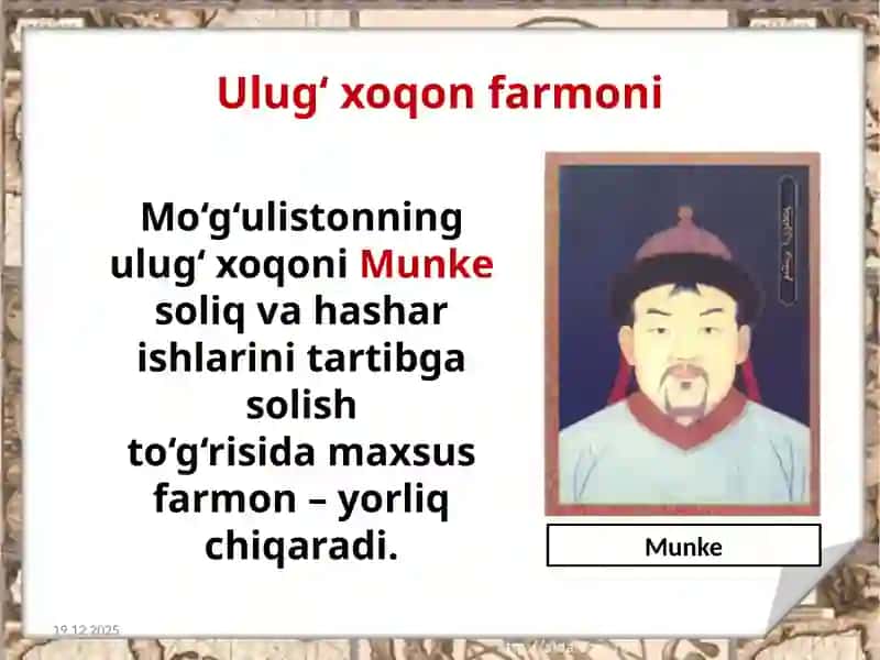 Movarounnahr chig'atoy ulusi tarkibida Ulug‘xoqonfarmoni 2
