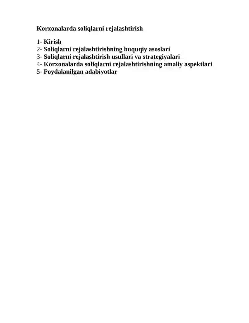 Korxonalarda soliqlarni rejalashtirish 2