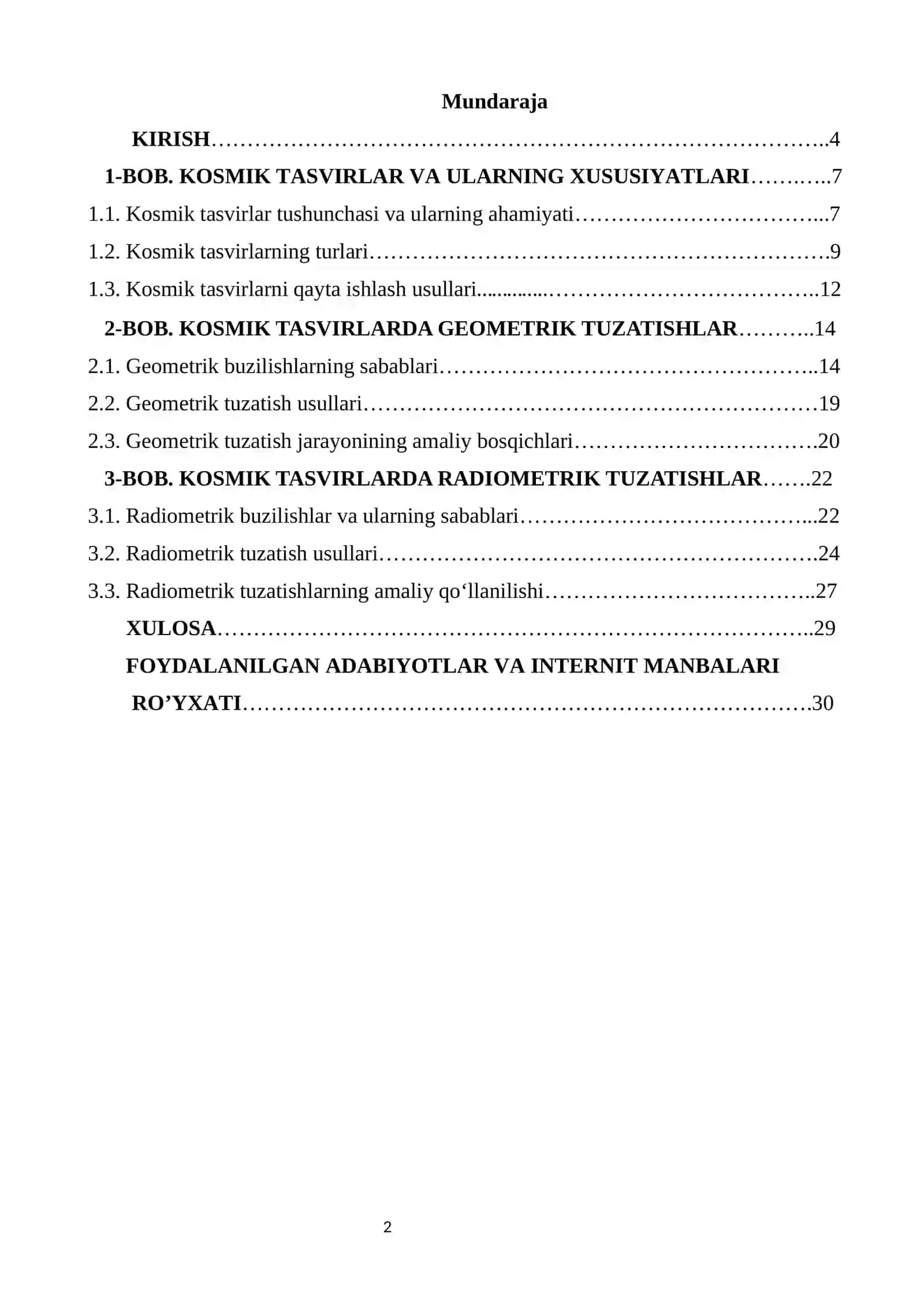 KOSMIK TASVIRLAR VA ULARNING XUSUSIYATLARI 2