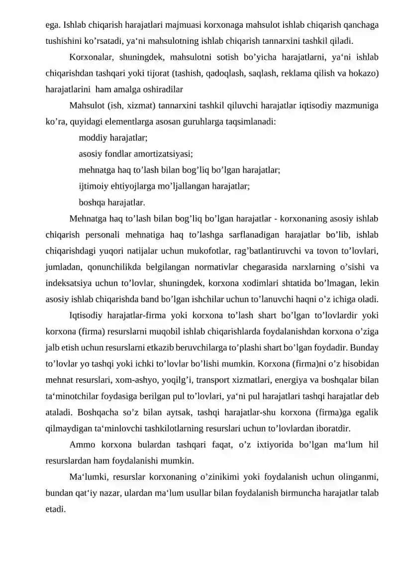 Ishlab chiqarish harajatlari 2