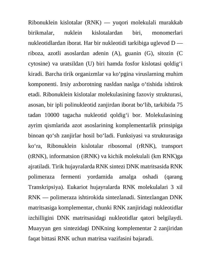 Ribonuklein kislotalar va Mukopolisoxaridlar 2