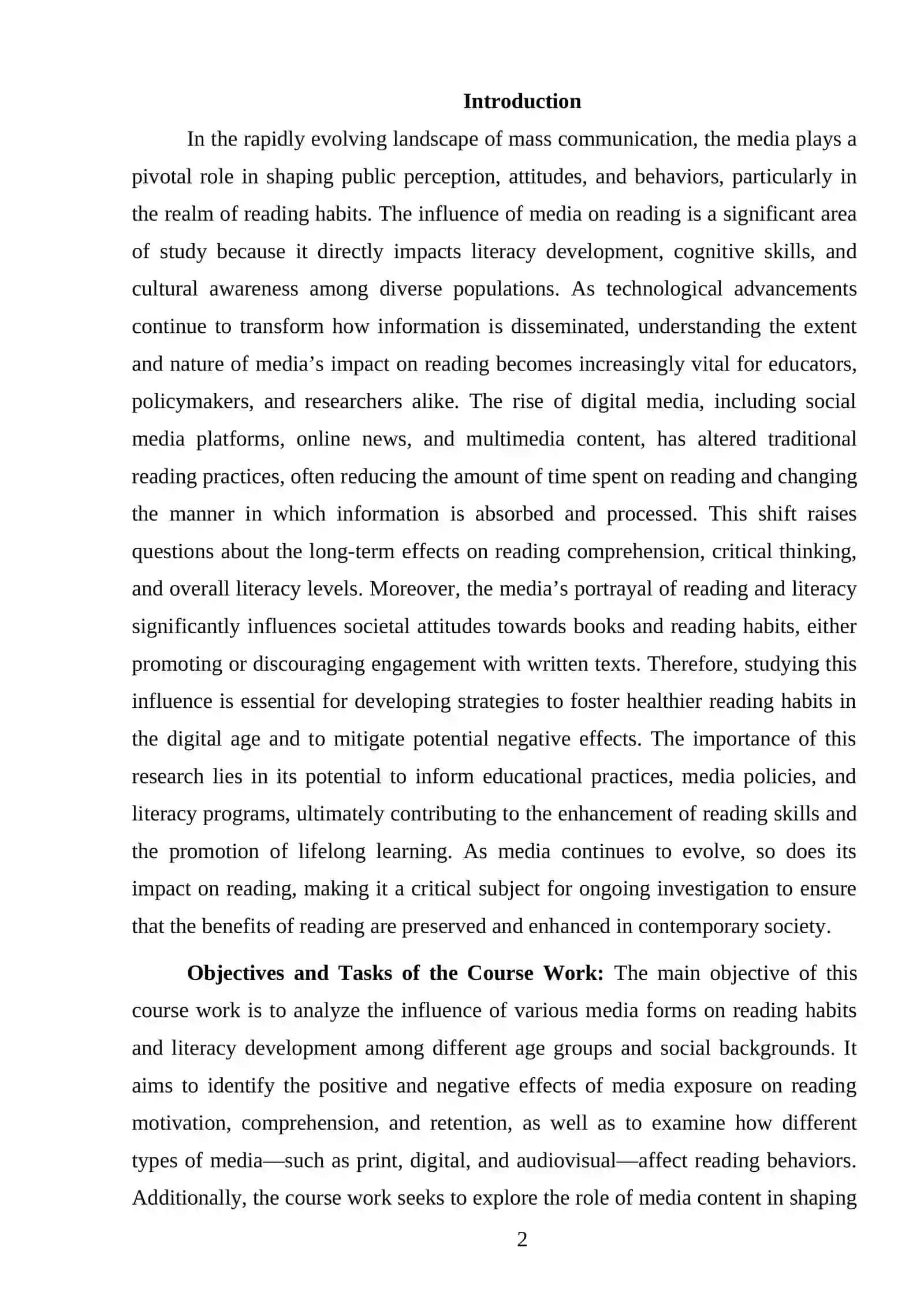 INFLUENCE OF THE MEDIA ON READING 2