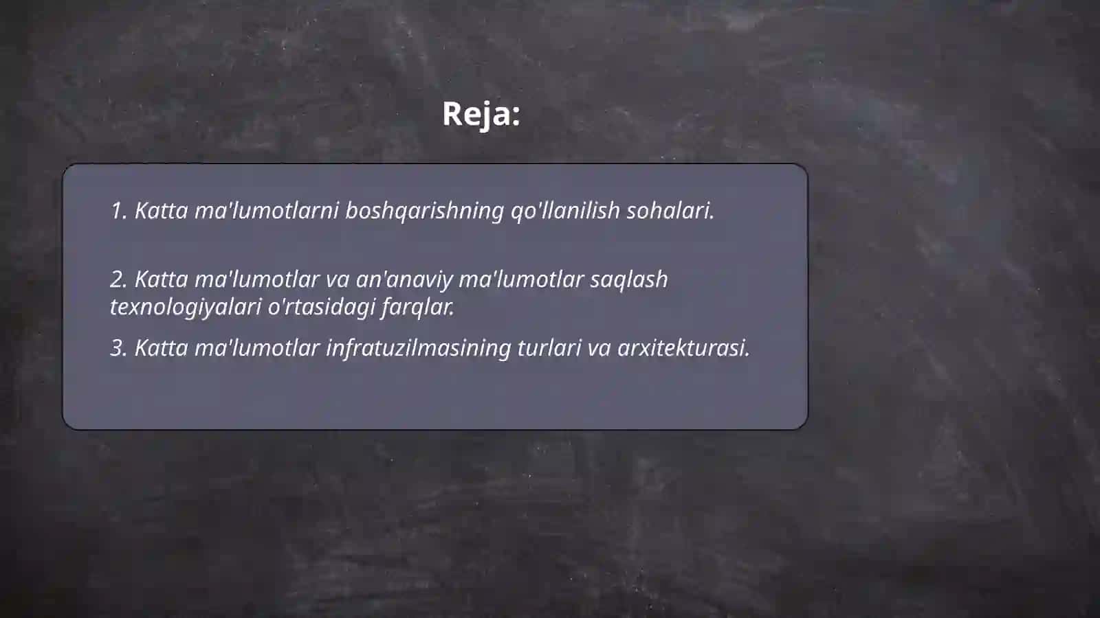 Katta ma'lumotlarni boshqarishning qo'llanilish sohalari 2