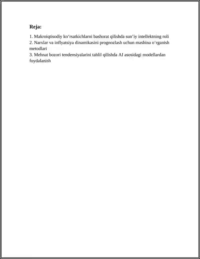 SUNʼIY INTELLEKTNING IQTISODIY TAHLILDA QO'LLANILISHI 2