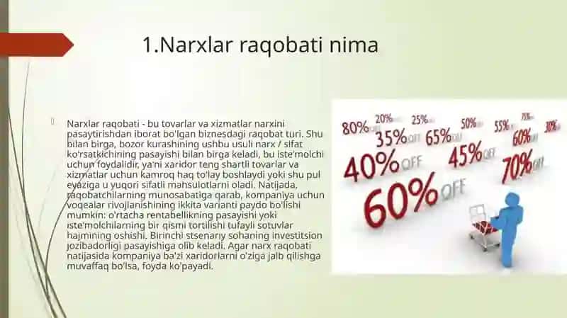 Raqobatning turli xil ko‘rinishlariida narxning shakllanishi 2