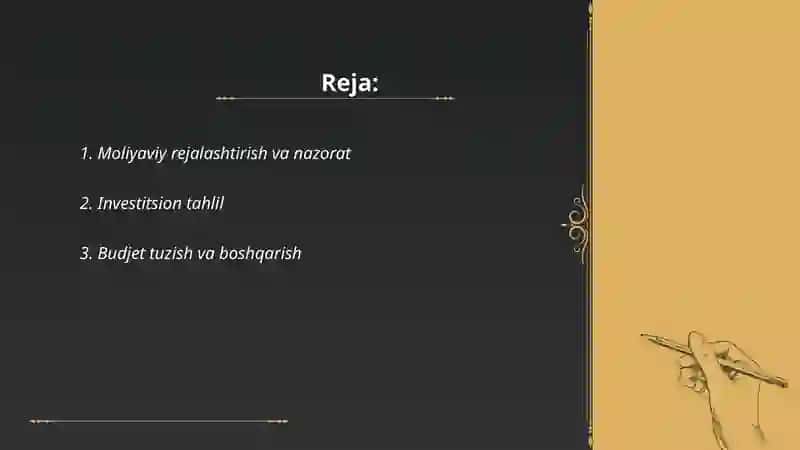 Moliyaviy rejalashtirish va nazorat 2