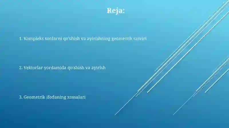 Kompleks sonlarni qo'shish va ayirishning geometrik tasviri 2
