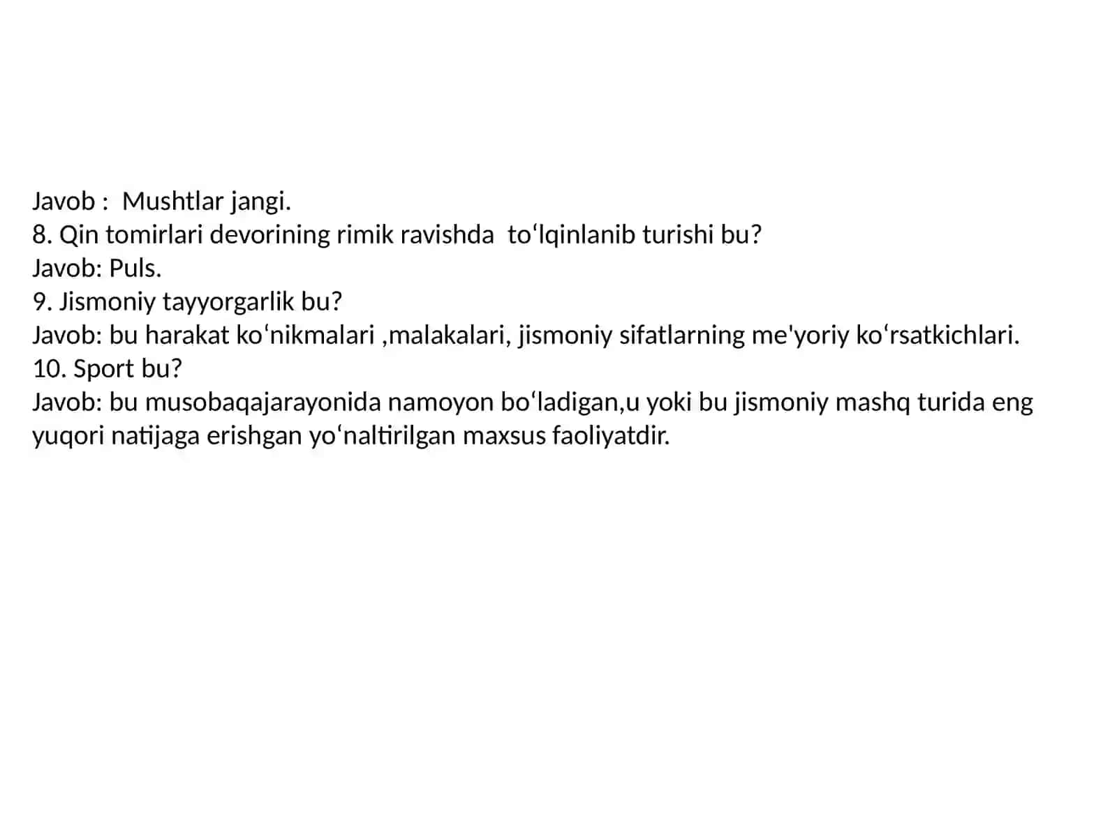 Fan: Jismoniy tarbiya nazariyasi va amaliyoti 2