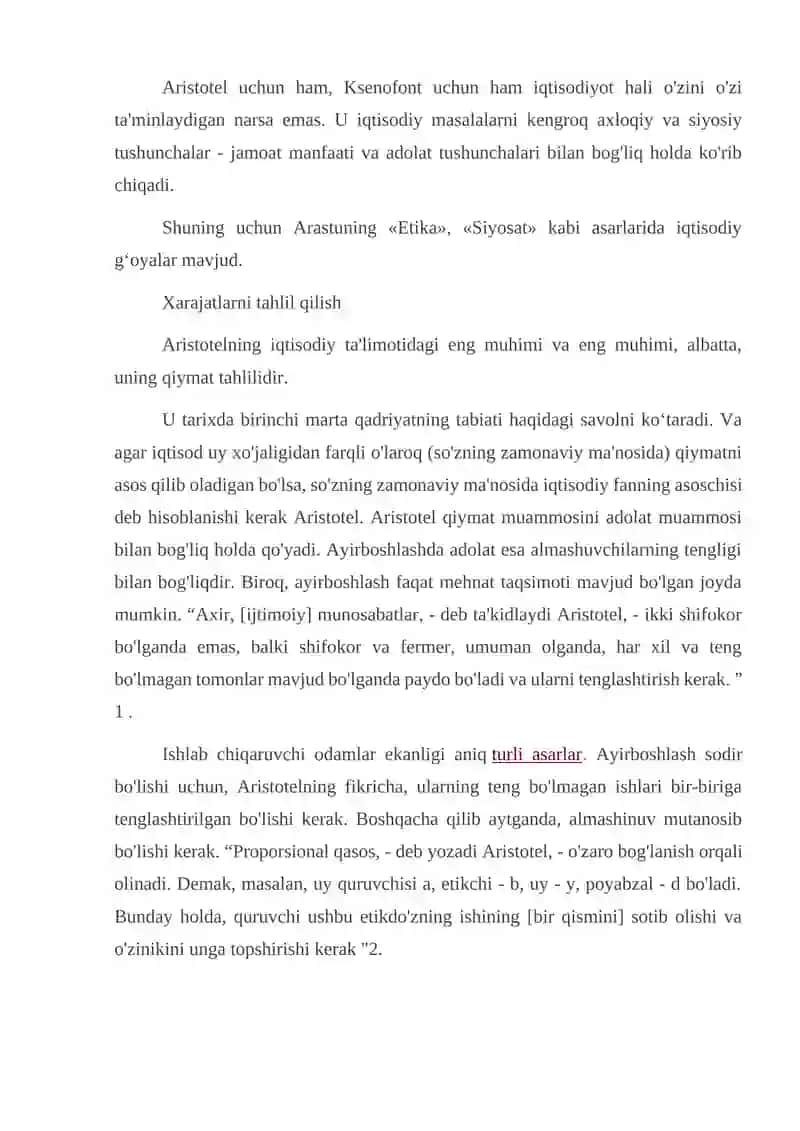 Aristotelning iqtisodiy qarashlari 2