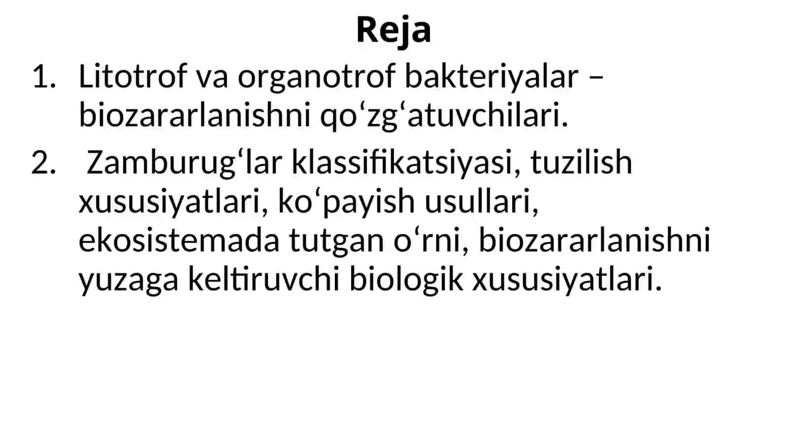 BAKTERIYALAR VA ZAMBURUG’LAR- BIOZARARLANISH MANBALARI 2