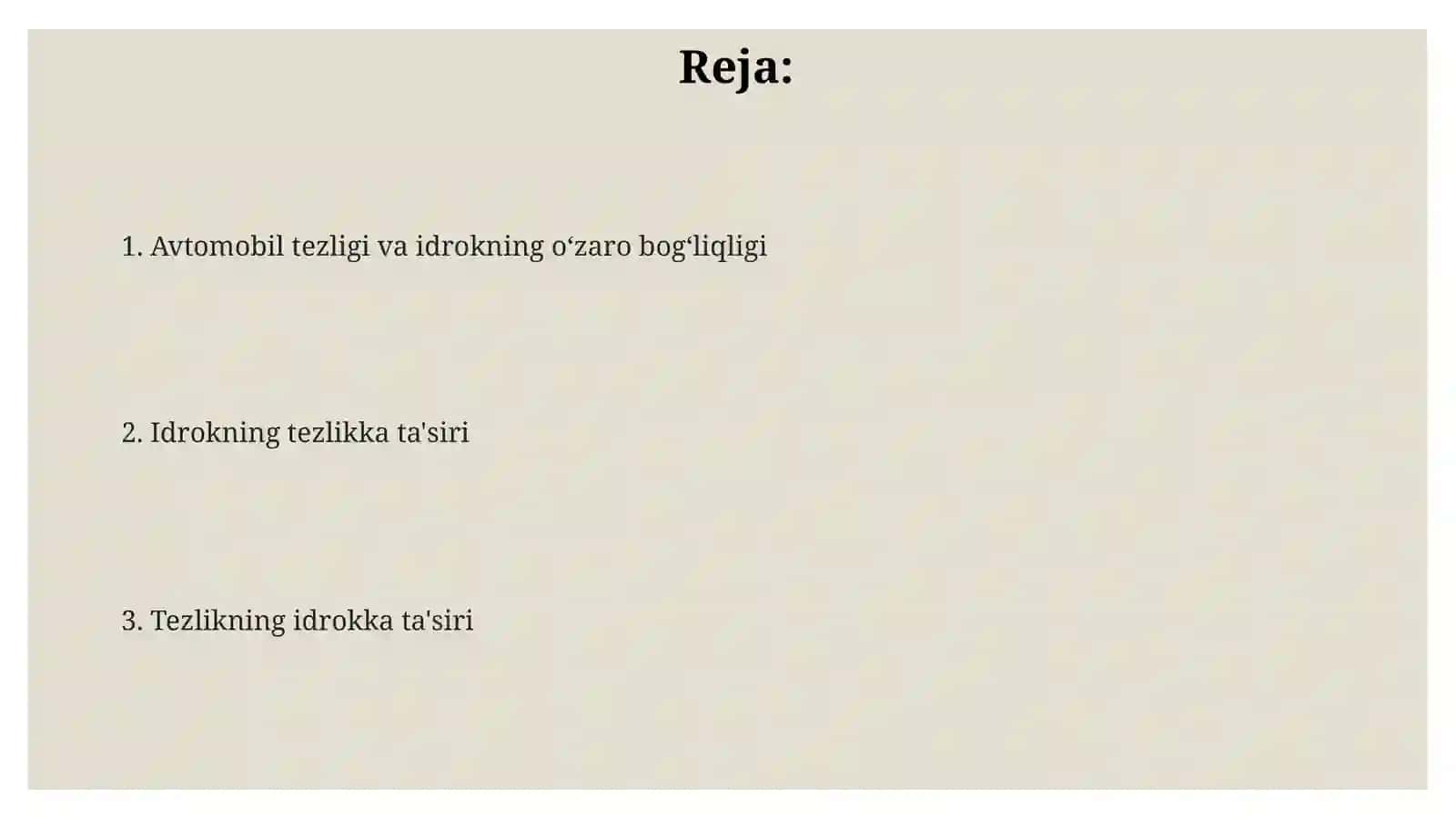 Charchoq va Tezlikning Idrokka Ta'siri 2
