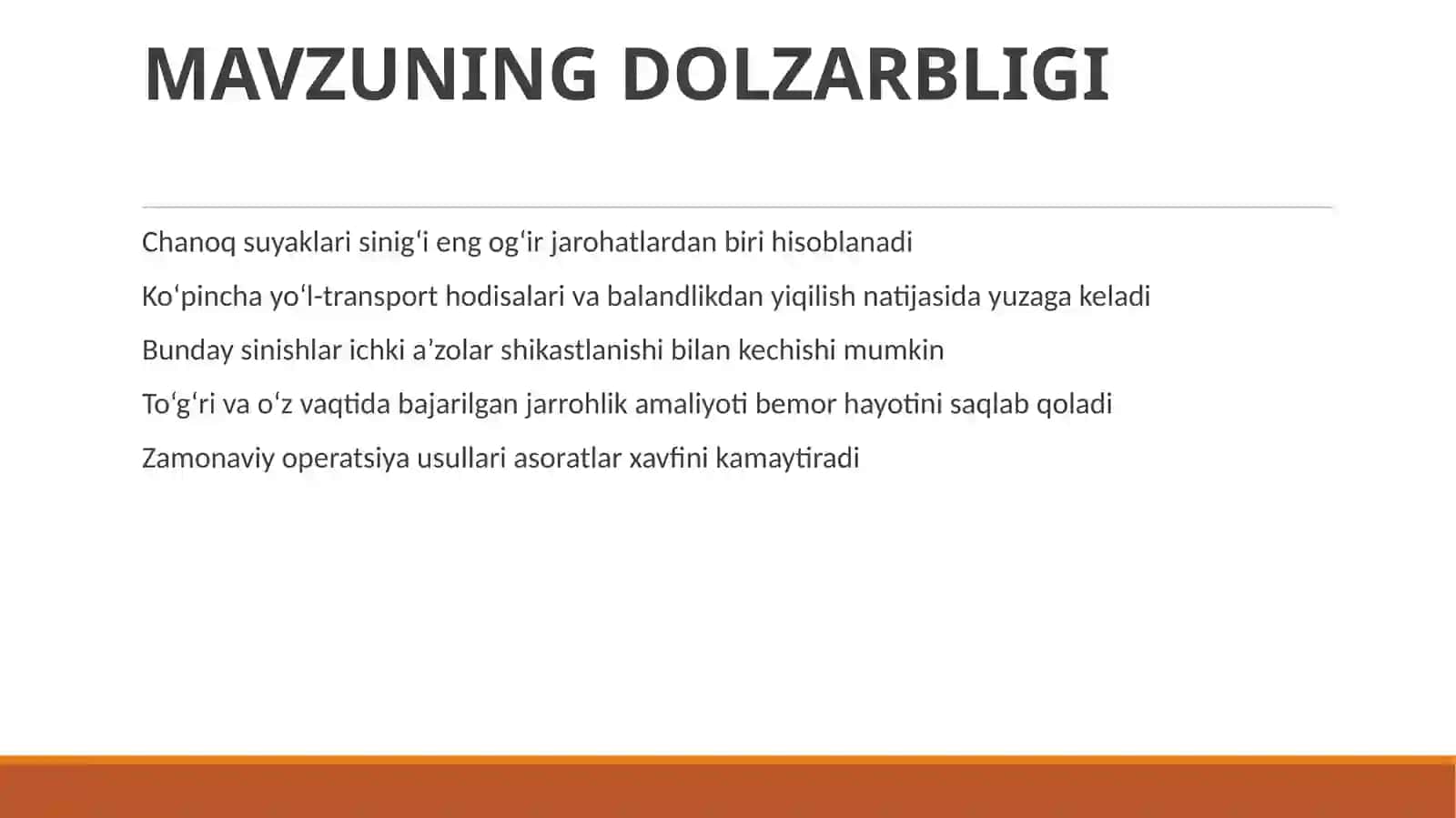 Chanoq suyaklari sinigʻi operatsiyasi turlari 2