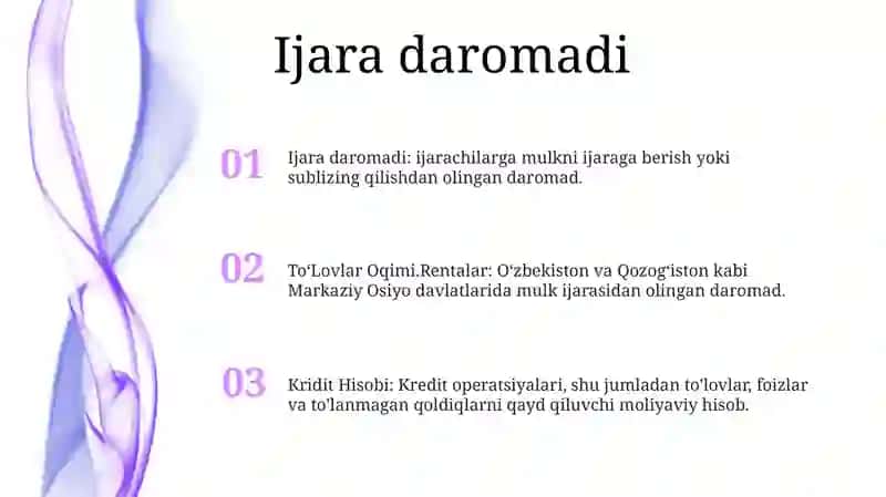 ToʻLovlar Oqimi.Rentalar, Kridit Hisobi 2