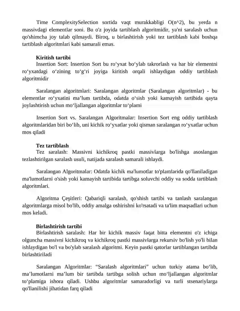 Saralangan Algoritmlar 2