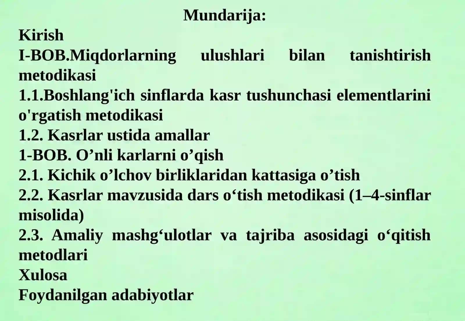 Kasr tushunchasi bilan tanishtirish metodikasi 2