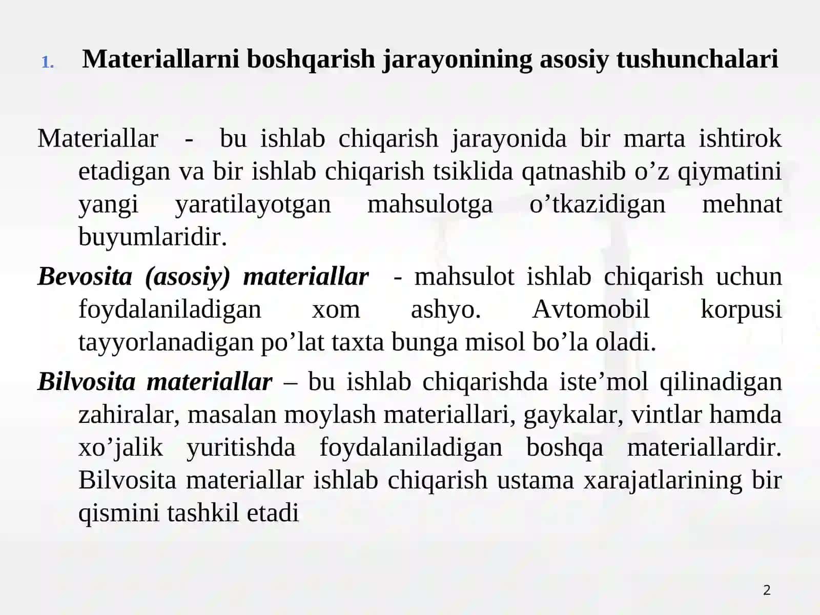 MATERIAL XARAJATLARINING HISOBI 2