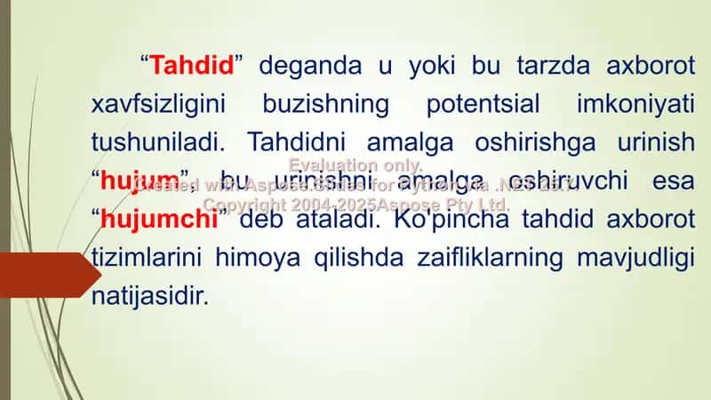 Axborot xavfsizligi tushunchasi 2