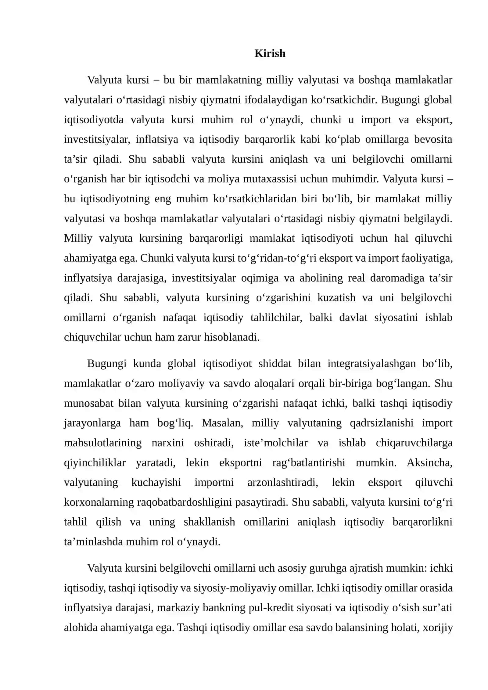 VALYUTA KURSI VA UNI BELGILOVCHI OMILLAR 2