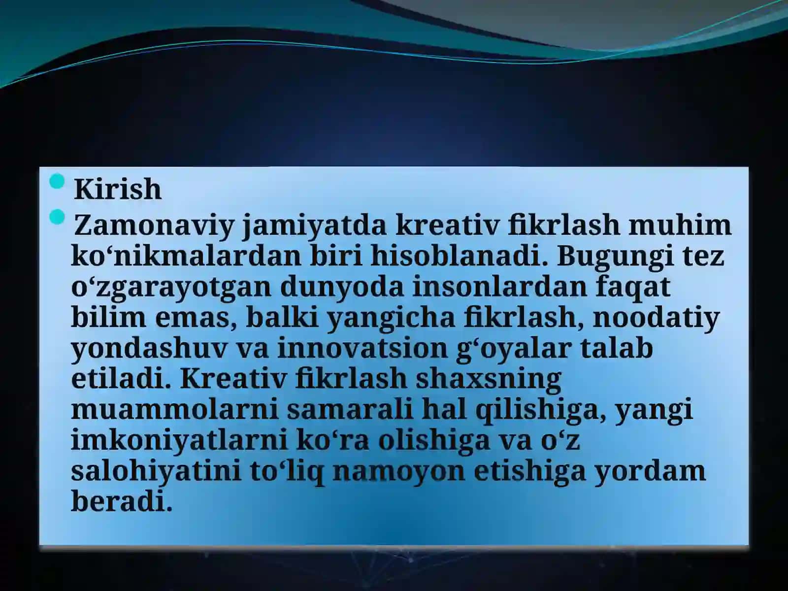 Kreativ fikrlash 2