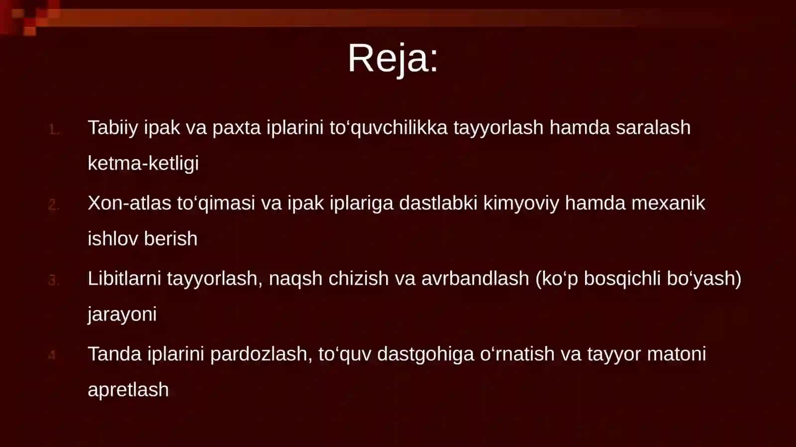 To’quv dastgohlarini etsini tuzilishi. 2