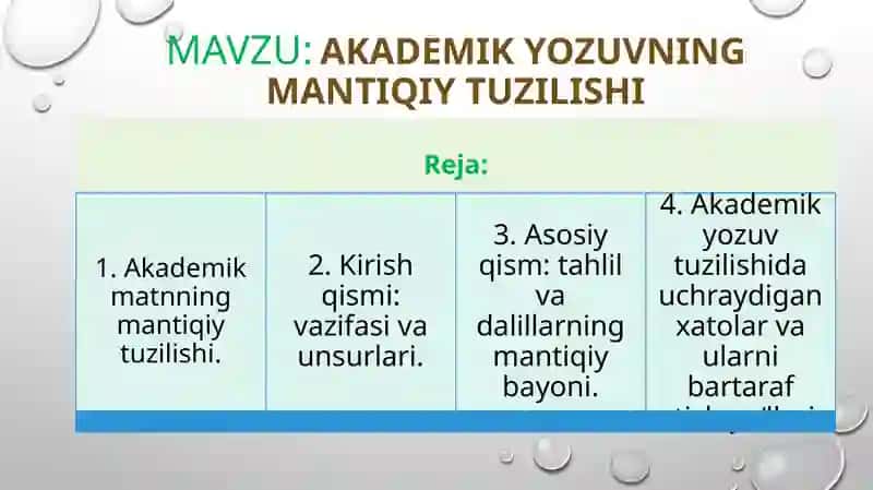 Akademik yozuvning mantiqiy tuzilishi 2