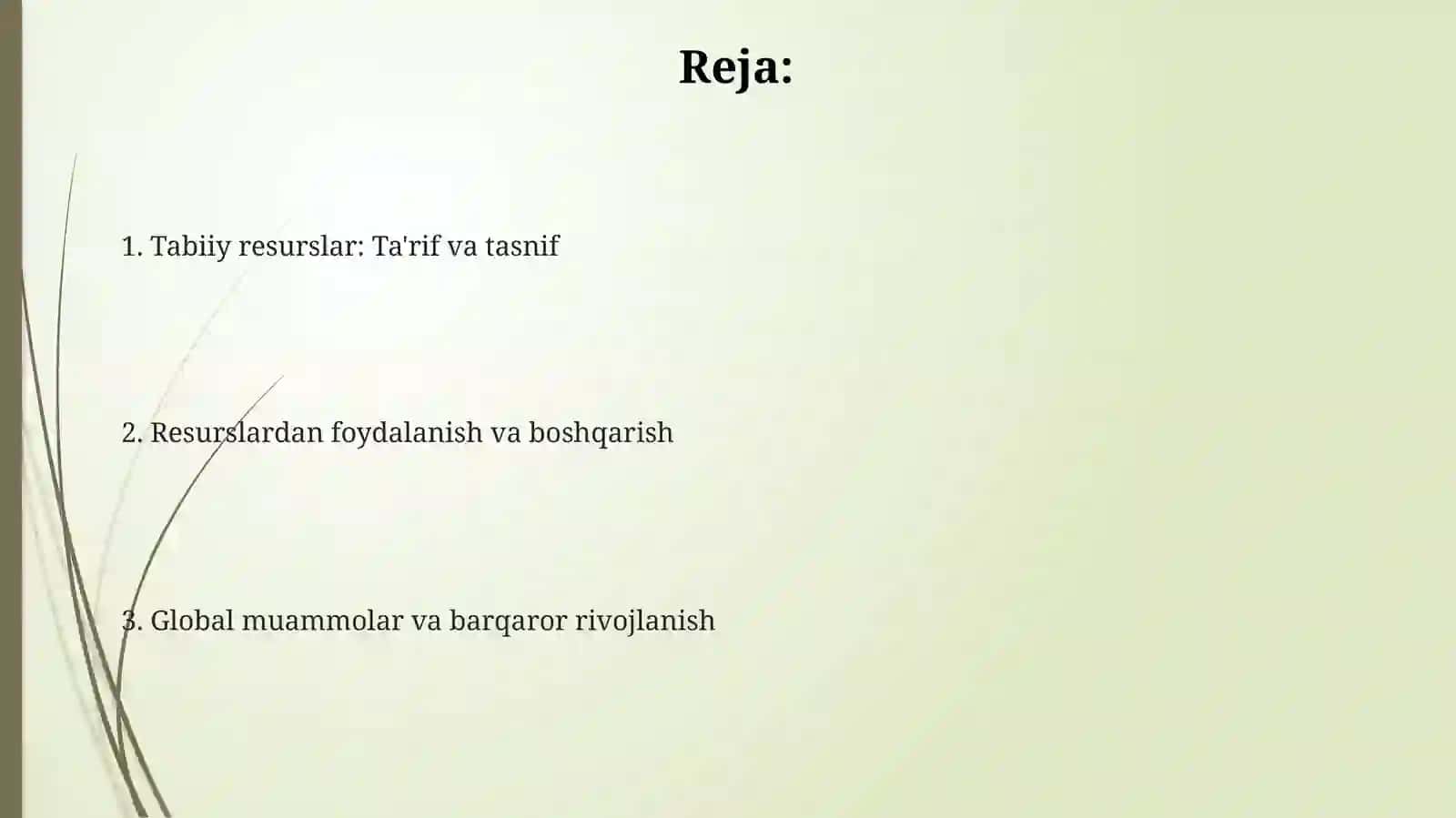 Tabiiy resurslar: Ta'rif va tasnif 2