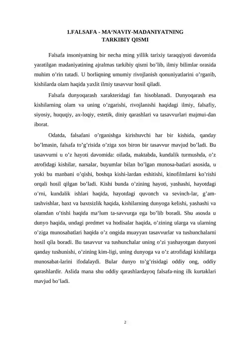 FALSAFA - MA‘NAVIY-MADANIYATNING TARKIBIY QISMI 2