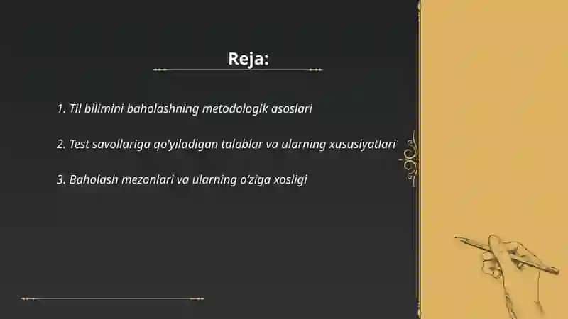 Til bilimini baholashning o'ziga xos xususiyatlari 2