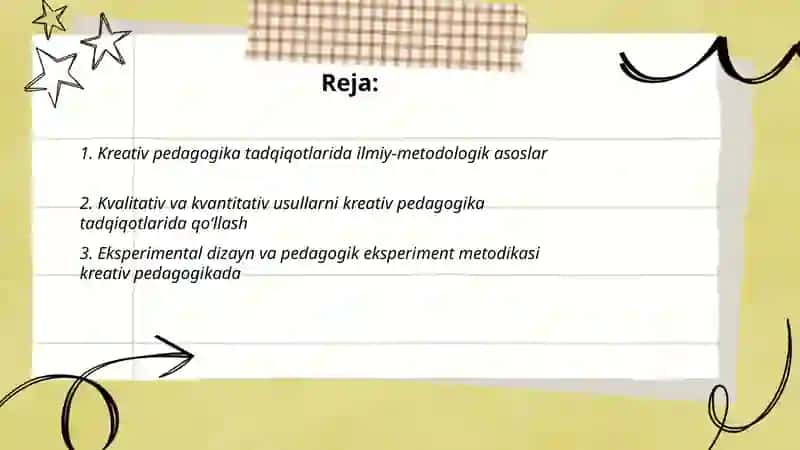 Kreativ pedagogika fanining ilmiy tadqiqot metodlari 2