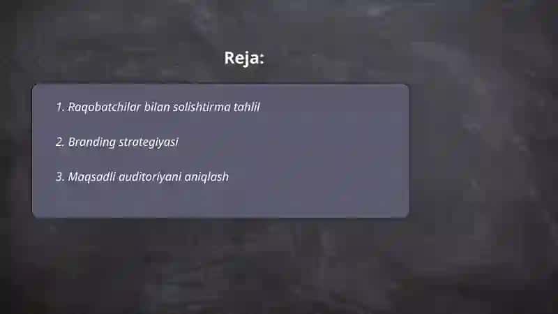 Raqobatchilar bilan solishtirma tahlil 2