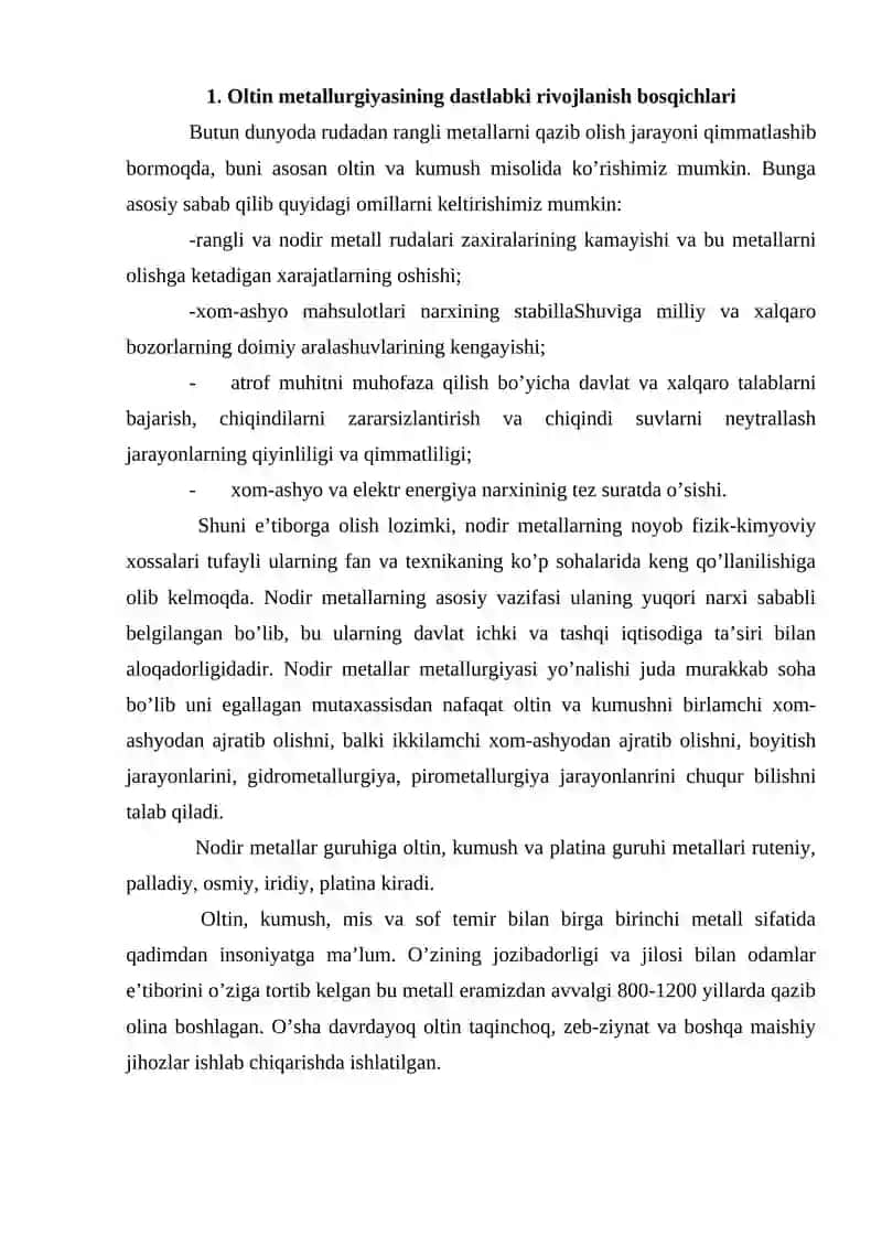 Nodir metallarni ishlab chiqarish va rivojlanishi 2