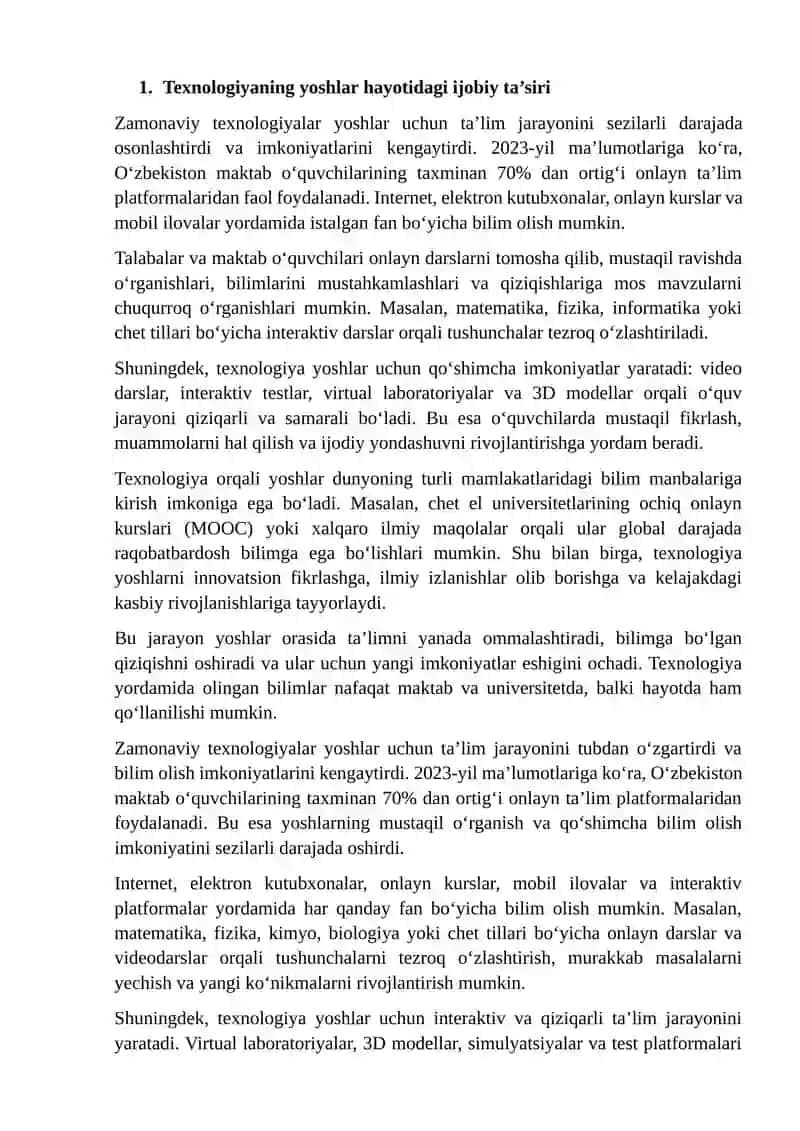 Texnologiyadan foydalanish 2