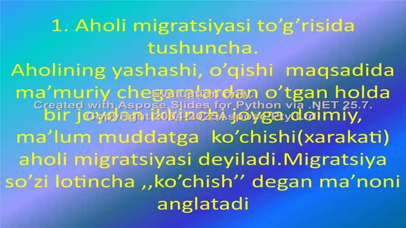 AHOLI MIGRATSIYASI VA UNING TASNIFI 2