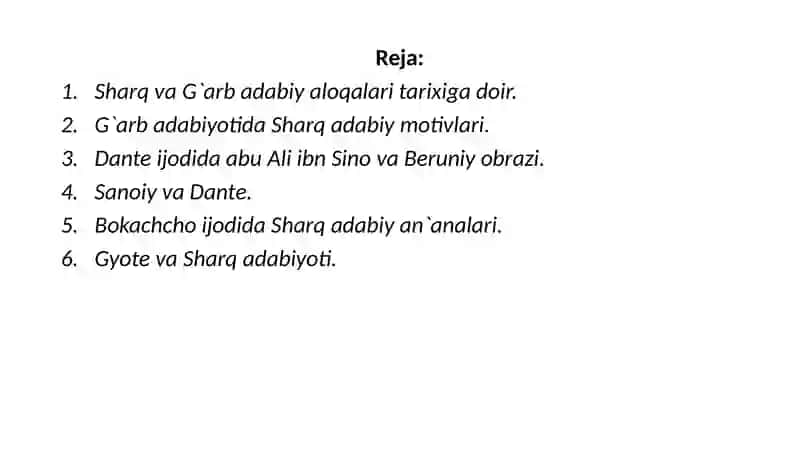 Sharqva G‘arb hozirgi adabiy jarayoni 2