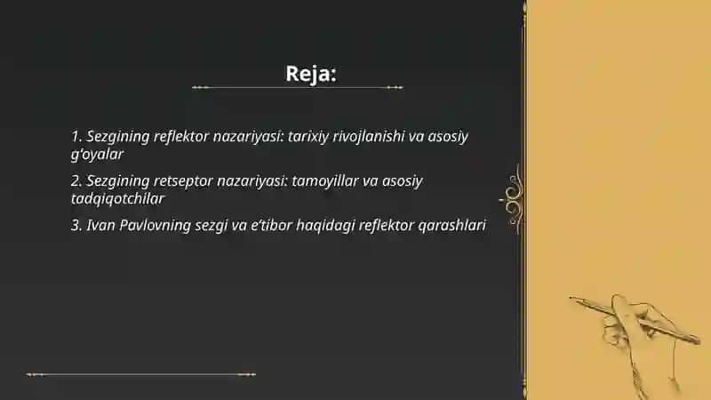 Sezgining reflektor va retseptor nazariyalari 2