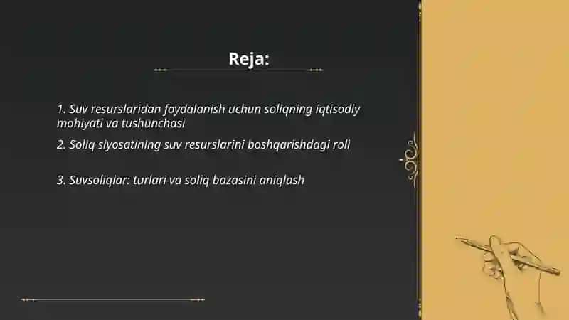 Suv resurslaridan foydalaniganlik uchun soliqning iqtisodiy mohiyati va ahamyati 2