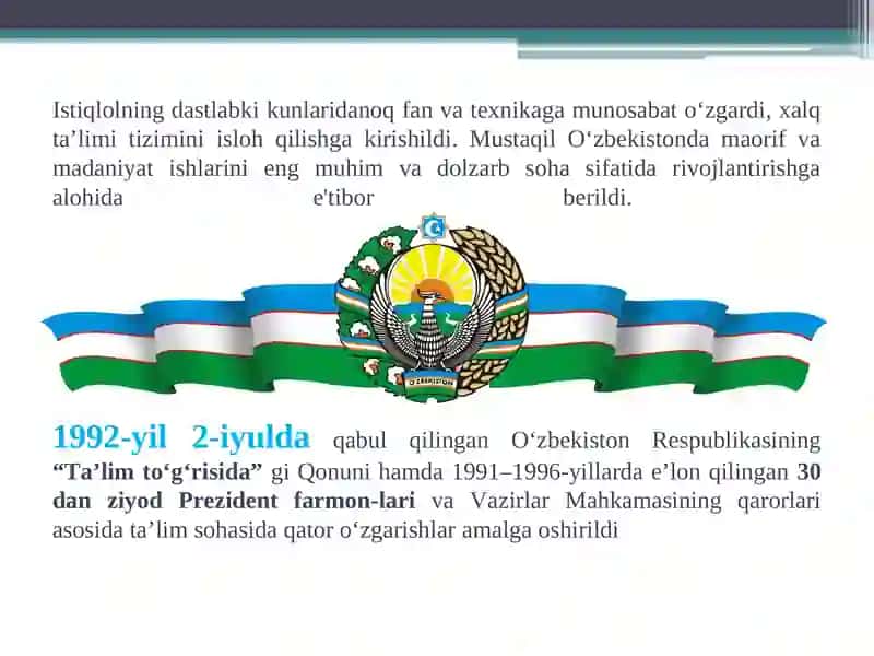 Ta'lim sohasidagi islohotlarning yangi bosqichi 2
