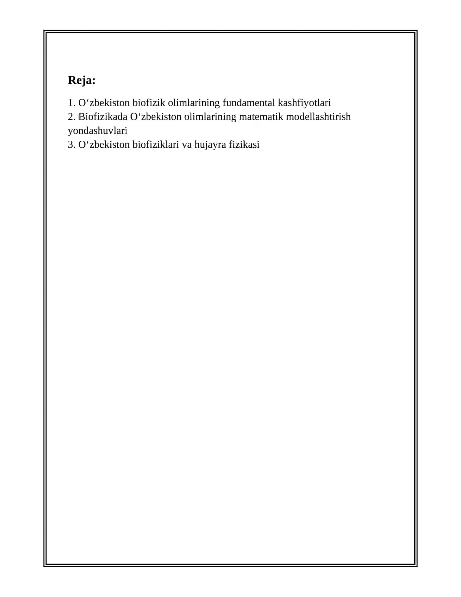 OʻZBEKISTON OLIMLARINING BIOFIZIKAGA QO'SHGAN HISSALARI 2