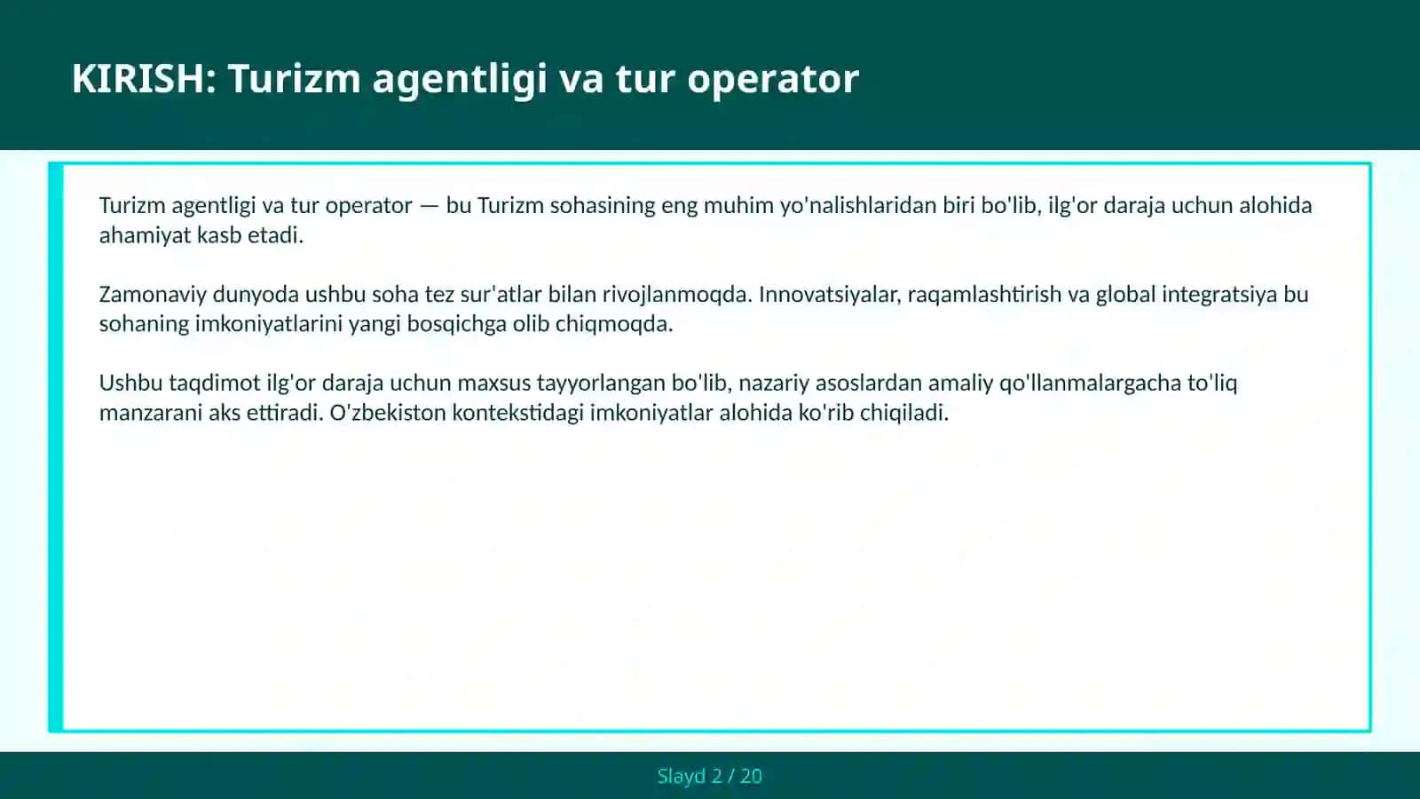 Turizm agentligi va tur operator 2