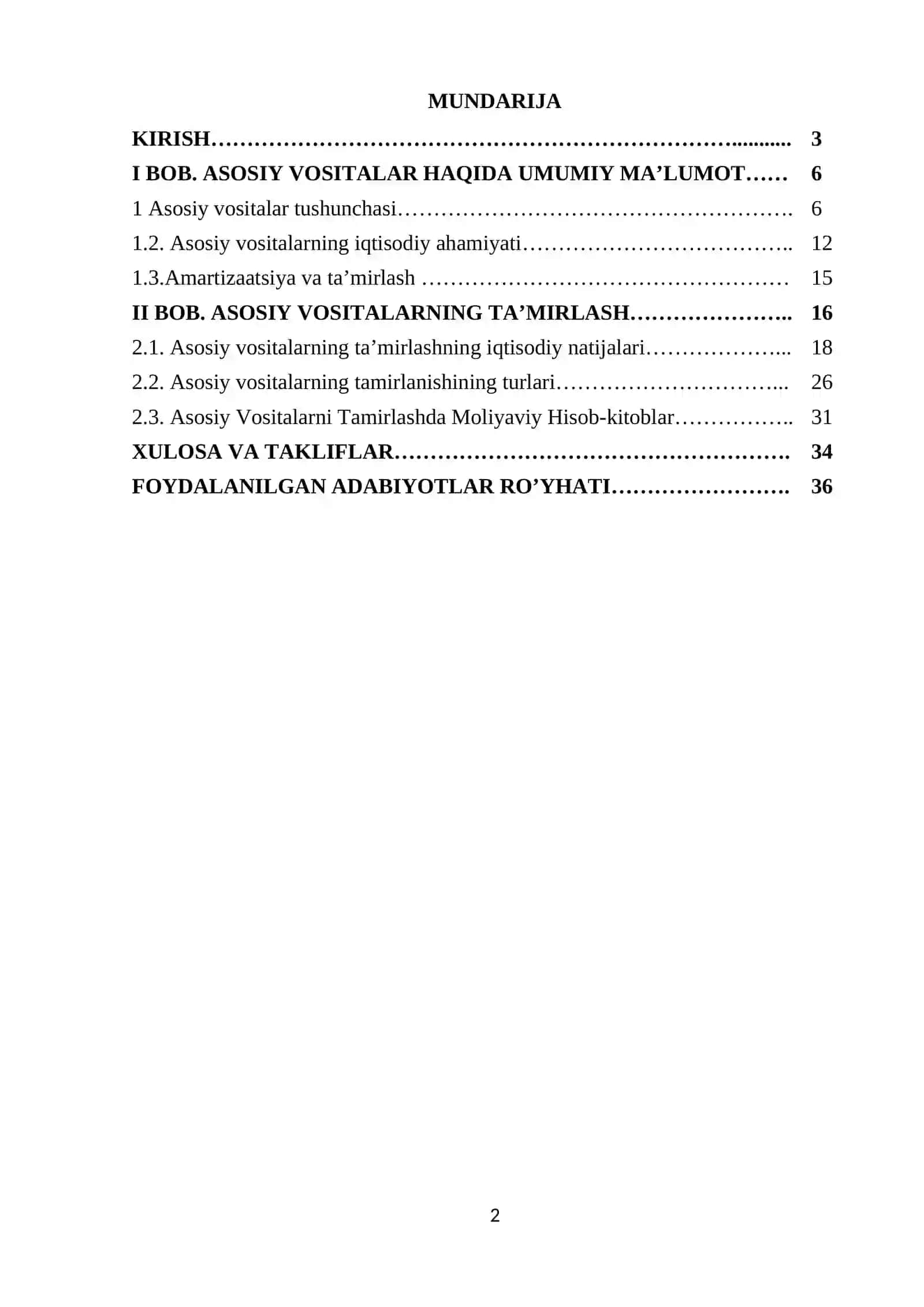 Asosiy vositalarni tamirlash hisobi 2